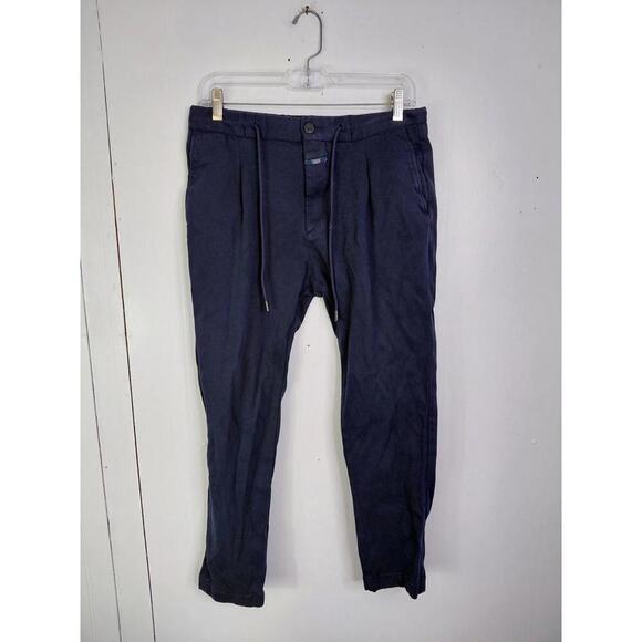 Closed Pants Mens 29 Vigo Tapered Trousers Navy Drawstring Italian Fabric - Picture 1 of 10